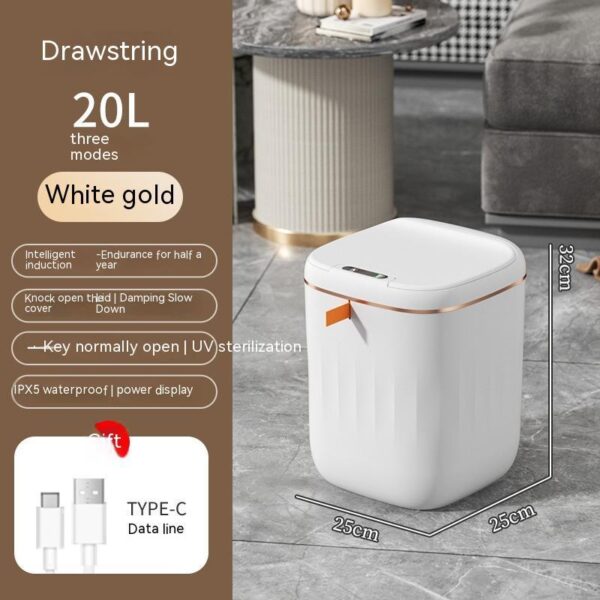 Smart Trash Can With Lid For Bedroom And Living Room Kitchen Storage Box Trash Can Induction Small Car Box Automatic Smart Dustbin Smart Trash Bin - Image 9