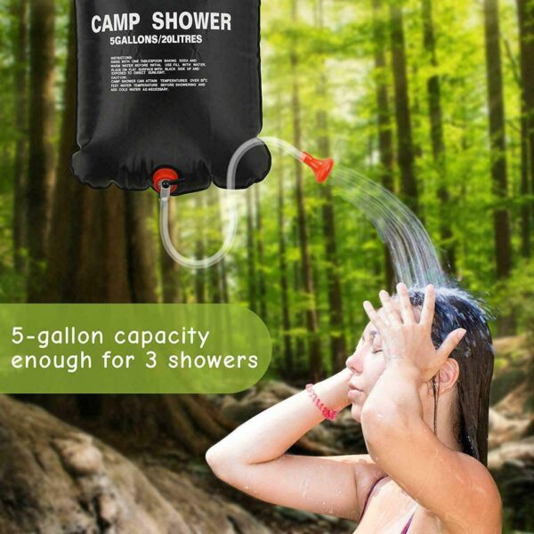 20L Camping Shower Portable Compact Solar Sun Heating Bath Bag Outdoor Travel - Image 4