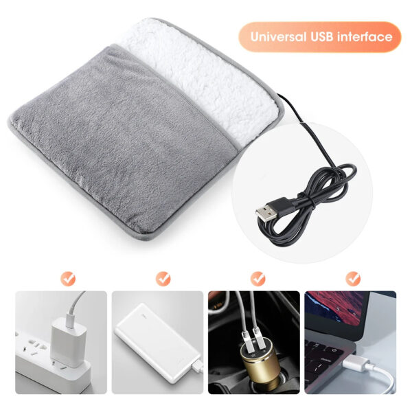 Winter Electric Foot Heating Pad USB Charging Soft Plush Washable Foot Warmer Heater Improve Sleeping Household Foot Warming Mat Electric Foot Warmer With Dual-Sided Heating Elements - Image 6