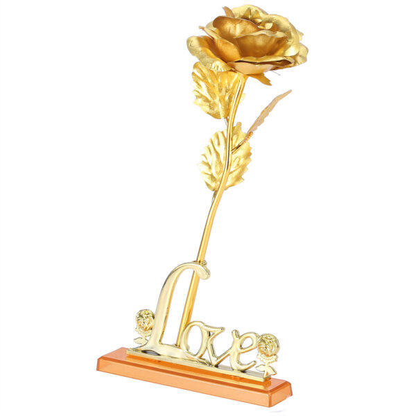 24K Gold Foil Flower Artificial Rose Valentine Day Romantic Gift for Home Table Decor(Golden) - Image 7