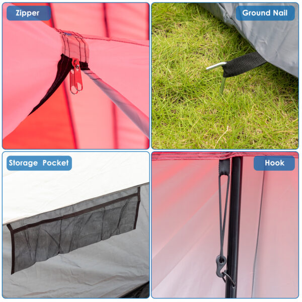 Red And White Camping Tent 430x430x210cm - Image 8