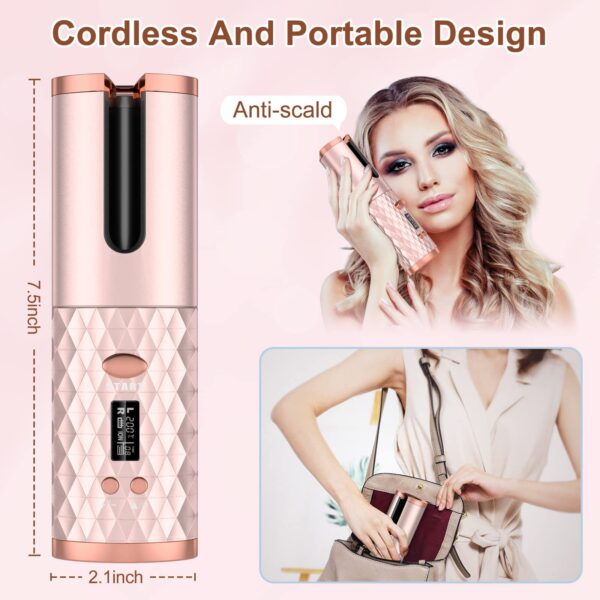 Portable Automatic Hair Curler, Ceramic Rotating Wireless Auto Curling Iron Wand, Portable USB Rechargeable Spin Curler For Hair Styling - Image 6