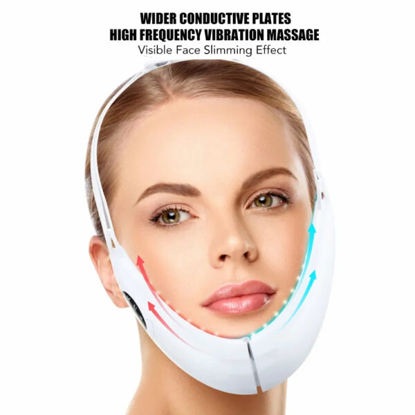 Facial V Lifting Vibration Massager LED Photon Therapy Facial Lifting Device Double Chin V Face Shaped Cheek Lift Belt Machine - Image 8