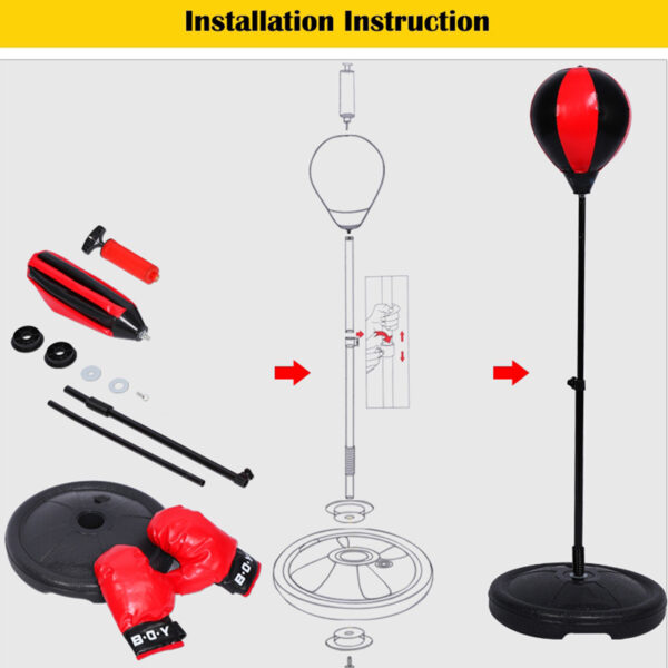 Adjustable Height Kids Punching Ball Bag Speed Boxing Sports Set Fighting Game With Gloves - Image 10
