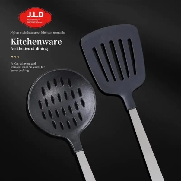 Cooking Utensil Set Premium 5 Piece Kitchen Utensil Set - Stainless Steel Handle And Nylon Faucet, Non-Stick, Heat Resistant, For Home, Kitchen Gift - Image 4