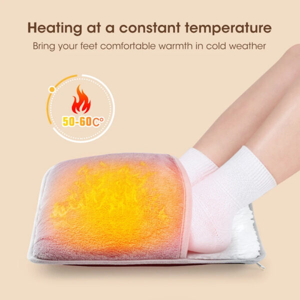 Winter Electric Foot Heating Pad USB Charging Soft Plush Washable Foot Warmer Heater Improve Sleeping Household Foot Warming Mat Electric Foot Warmer With Dual-Sided Heating Elements - Image 5