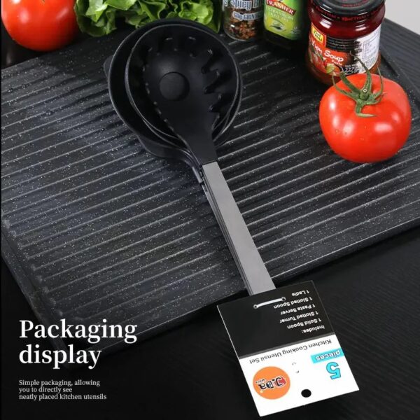 Cooking Utensil Set Premium 5 Piece Kitchen Utensil Set - Stainless Steel Handle And Nylon Faucet, Non-Stick, Heat Resistant, For Home, Kitchen Gift - Image 9