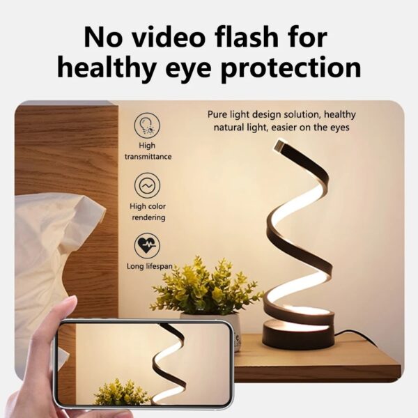 USB Plug In Creative Spiral LED Night Light Dimmable 3 Colors Adjustable For Living Room Office Desk Table Bedroom Bedside Decor - Image 5