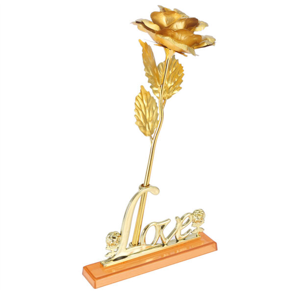 24K Gold Foil Flower Artificial Rose Valentine Day Romantic Gift for Home Table Decor(Golden) - Image 2