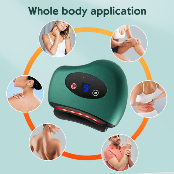 Eletric Bianstone Gua Sha Board Tools Hot Compress Heating Vibration Back Facial Massager Meridian Lymphatic Drainage Scraping Heating Vibration Scraping Neck Face Skin Lifting Removal Wrinkle Tool - Image 7