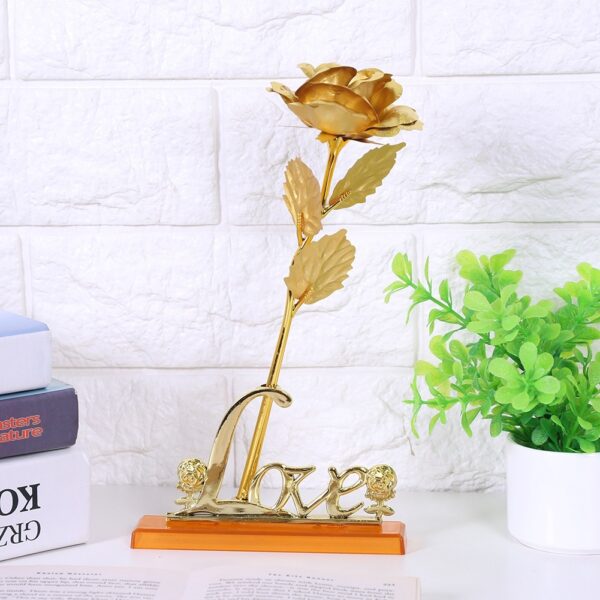 24K Gold Foil Flower Artificial Rose Valentine Day Romantic Gift for Home Table Decor(Golden) - Image 5