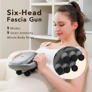 6 Heads Fascia Gun Full Body Massage High-frequency Vibration Deep Massage Device For Shoulder Waist Back Leg Body Muscle Relax