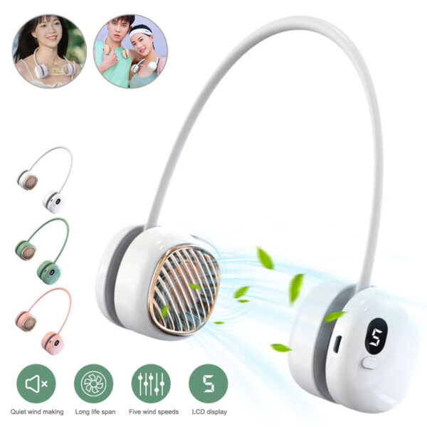 Portable Hanging Neck Fan 5 Speed Wearable Personal Fan Air Cooler Rechargeable - Image 7