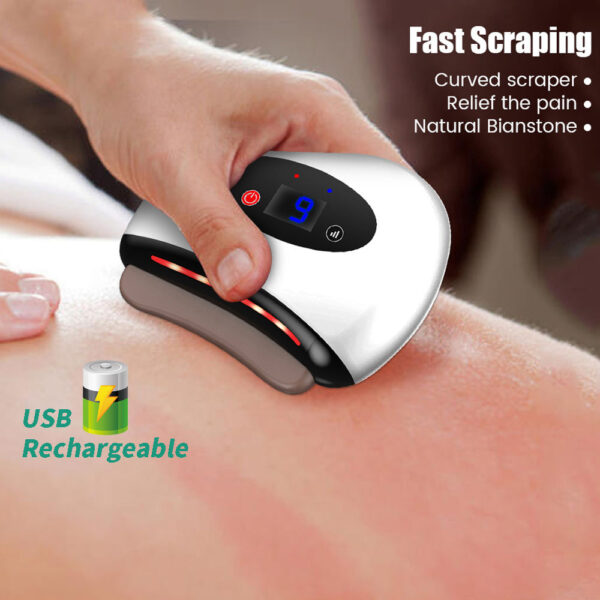 Eletric Bianstone Gua Sha Board Tools Hot Compress Heating Vibration Back Facial Massager Meridian Lymphatic Drainage Scraping Heating Vibration Scraping Neck Face Skin Lifting Removal Wrinkle Tool - Image 3