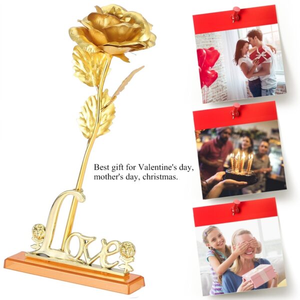 24K Gold Foil Flower Artificial Rose Valentine Day Romantic Gift for Home Table Decor(Golden) - Image 6