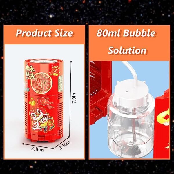 Fireworks Bubble Machine With 80ml Bubble Solution, Portable Automatic Bubble Machine With Lights And Closeable Music, Bubble Maker Toys For Kids Outside Activities Parties Wedding Christmas - Image 4