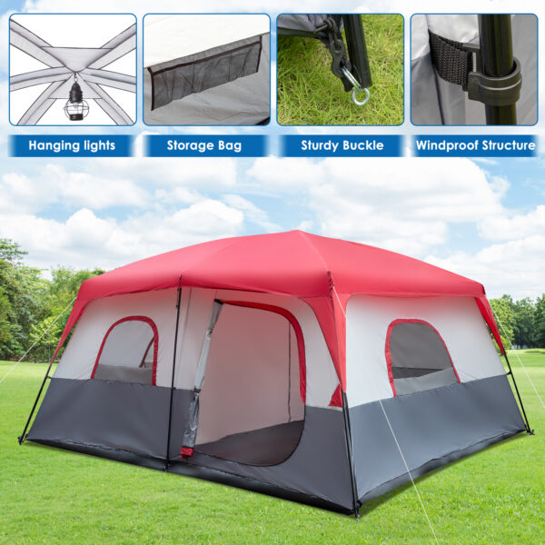 Red And White Camping Tent 430x430x210cm - Image 4