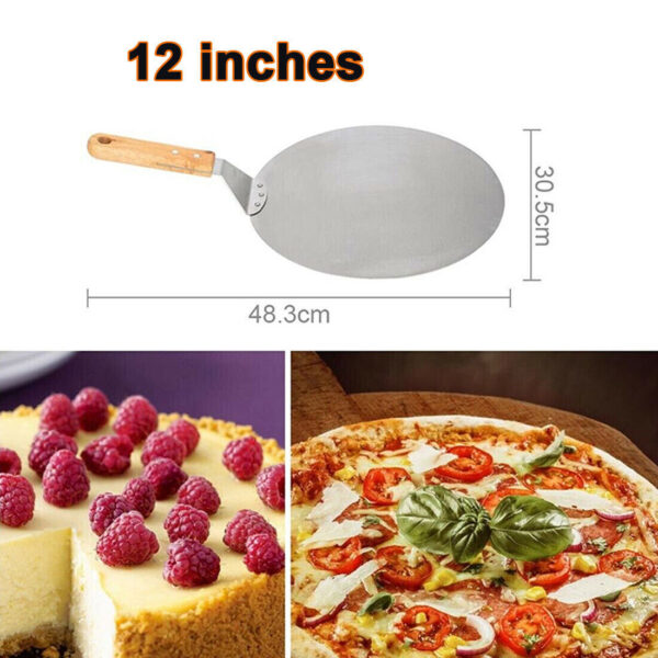 12Inch Stainless Steel Pizza Paddle Peel Bakers BBQ Oven Tray Wooden Handle UK - Image 2