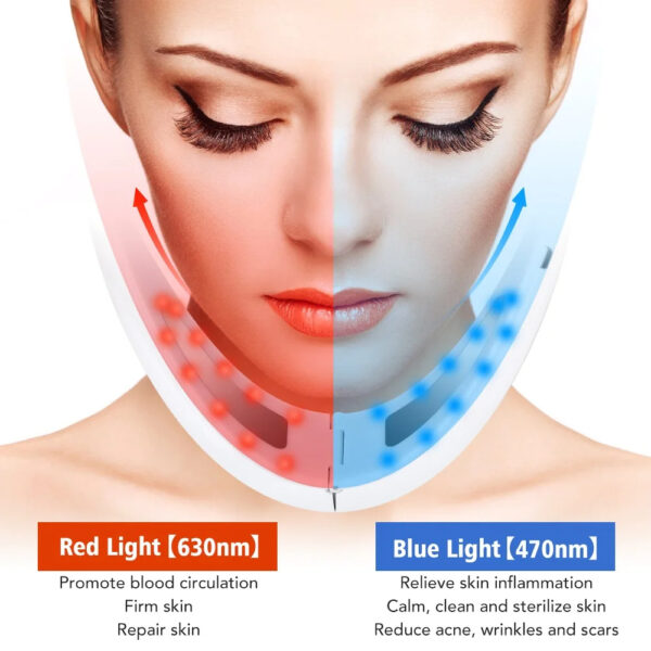 Facial V Lifting Vibration Massager LED Photon Therapy Facial Lifting Device Double Chin V Face Shaped Cheek Lift Belt Machine - Image 5