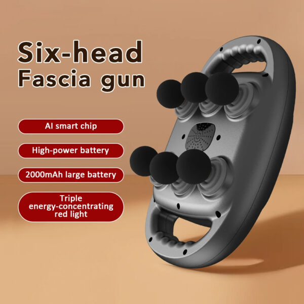 6 Heads Fascia Gun Full Body Massage High-frequency Vibration Deep Massage Device For Shoulder Waist Back Leg Body Muscle Relax - Image 2