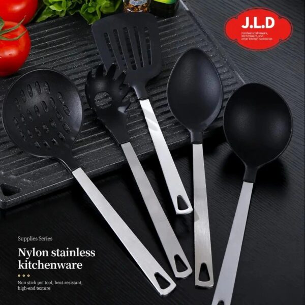 Cooking Utensil Set Premium 5 Piece Kitchen Utensil Set - Stainless Steel Handle And Nylon Faucet, Non-Stick, Heat Resistant, For Home, Kitchen Gift - Image 8