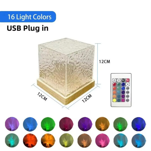 16 Color USB Charging Dynamic Rotating Water Wave Projector Night Glow Flame Crystal Light Living Room Bedroom Decor - Image 5