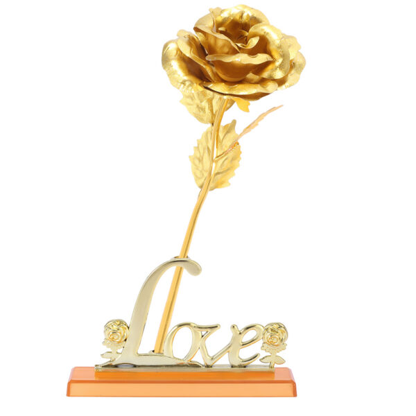 24K Gold Foil Flower Artificial Rose Valentine Day Romantic Gift for Home Table Decor(Golden) - Image 9