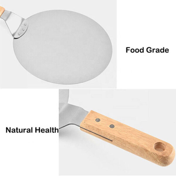 12Inch Stainless Steel Pizza Paddle Peel Bakers BBQ Oven Tray Wooden Handle UK - Image 7