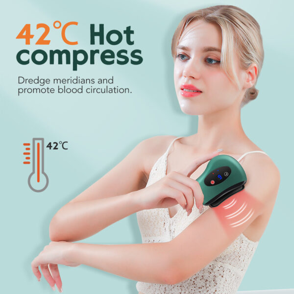 Eletric Bianstone Gua Sha Board Tools Hot Compress Heating Vibration Back Facial Massager Meridian Lymphatic Drainage Scraping Heating Vibration Scraping Neck Face Skin Lifting Removal Wrinkle Tool - Image 6
