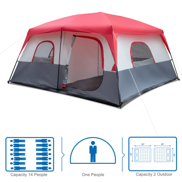 Red And White Camping Tent 430x430x210cm - Image 6