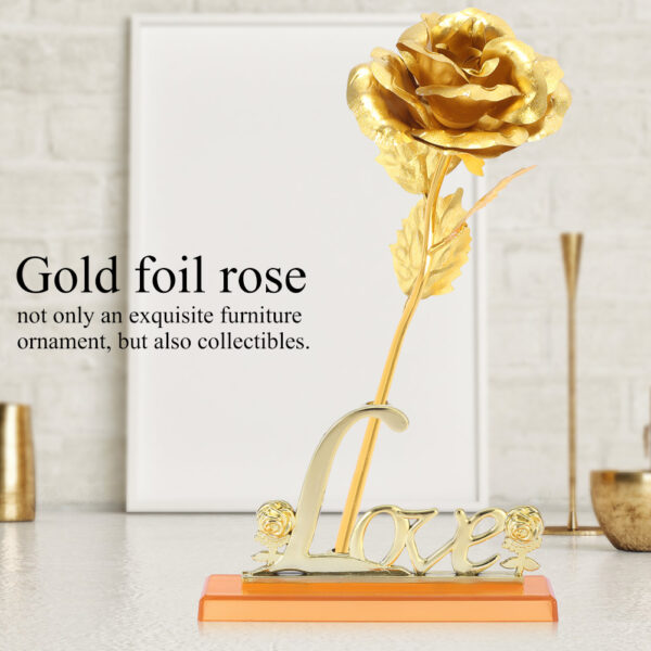 24K Gold Foil Flower Artificial Rose Valentine Day Romantic Gift for Home Table Decor(Golden) - Image 3