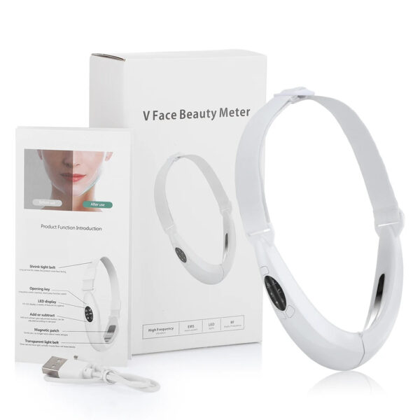 Facial V Lifting Vibration Massager LED Photon Therapy Facial Lifting Device Double Chin V Face Shaped Cheek Lift Belt Machine - Image 7