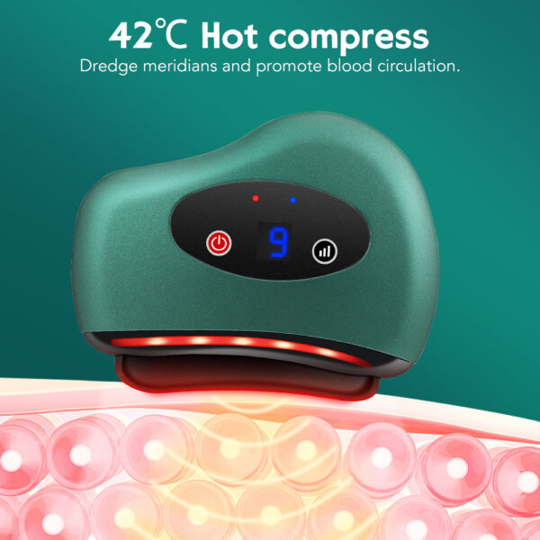 Eletric Bianstone Gua Sha Board Tools Hot Compress Heating Vibration Back Facial Massager Meridian Lymphatic Drainage Scraping Heating Vibration Scraping Neck Face Skin Lifting Removal Wrinkle Tool - Image 5