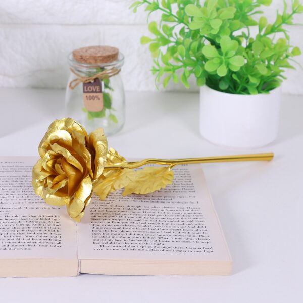 24K Gold Foil Flower Artificial Rose Valentine Day Romantic Gift for Home Table Decor(Golden) - Image 10