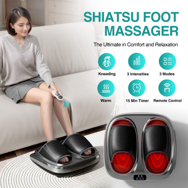 Hot Foot Massager Air Compression Foot Massager Deep Kneading Roll Precise Massage And Heating Function - Image 2