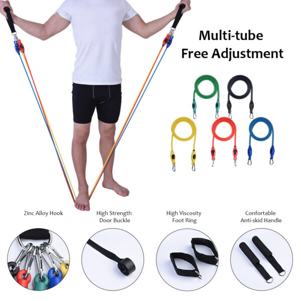 Resistant Band Set, 10pcs Anti Snap Exercise Tubes and Latex Bands for Fitness Training - Image 3