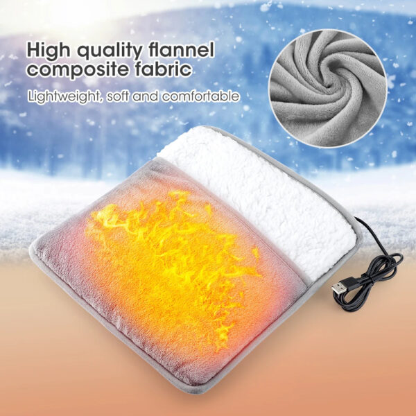 Winter Electric Foot Heating Pad USB Charging Soft Plush Washable Foot Warmer Heater Improve Sleeping Household Foot Warming Mat Electric Foot Warmer With Dual-Sided Heating Elements - Image 3