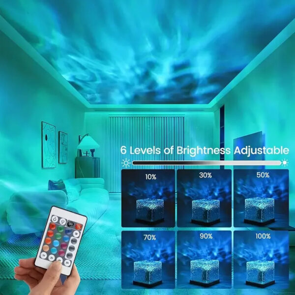 16 Color USB Charging Dynamic Rotating Water Wave Projector Night Glow Flame Crystal Light Living Room Bedroom Decor - Image 4