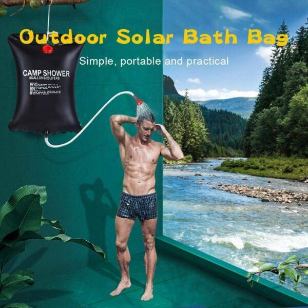 20L Camping Shower Portable Compact Solar Sun Heating Bath Bag Outdoor Travel - Image 9